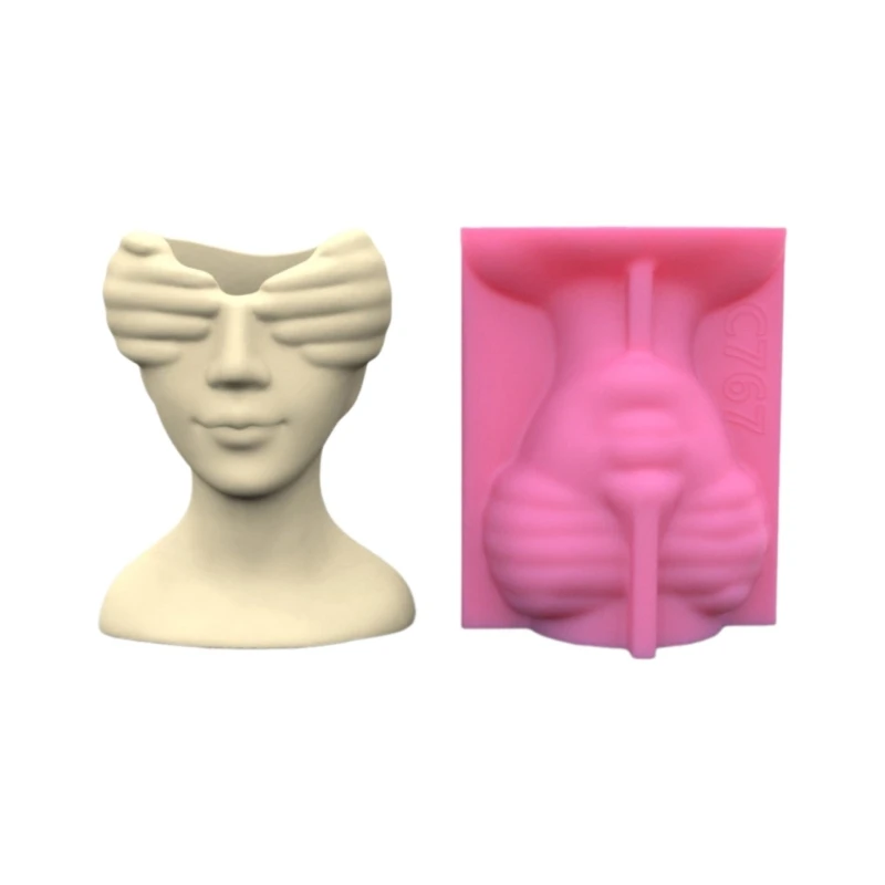 Silicone Flower Pots Mold Epoxy Resin Molds Eye Covering Girl Pen Holder Holder Cement Planter Mould Home Decors