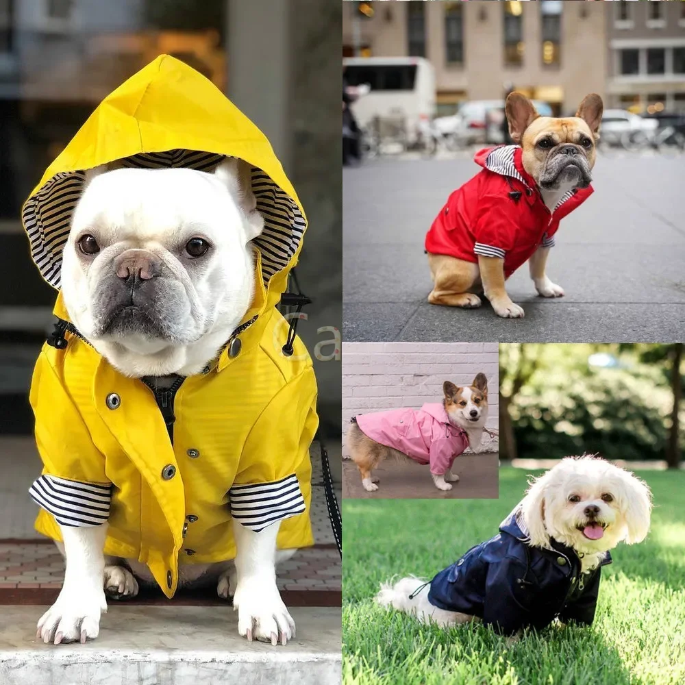 Dog Zip Up Raincoat Reflective Buttons Pet Jacket Windbreaker With Hood For Large Dogs S-5XL Large Breed
