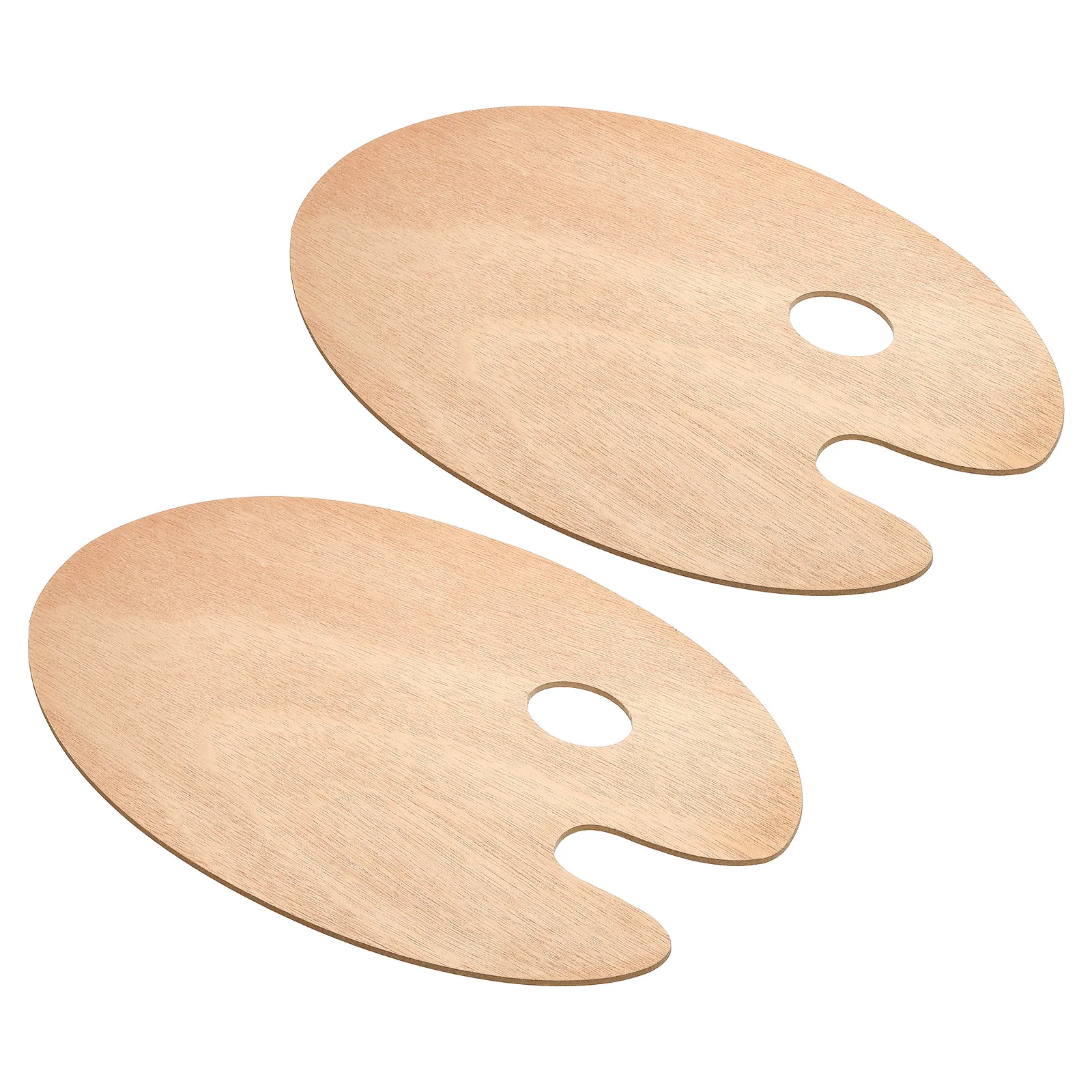 Wooden Paint Palette with Thumb Hole Wood Painting Palette Color Mixing Oval Square Oil Paint Tray Watercolor Pallet 2Pc