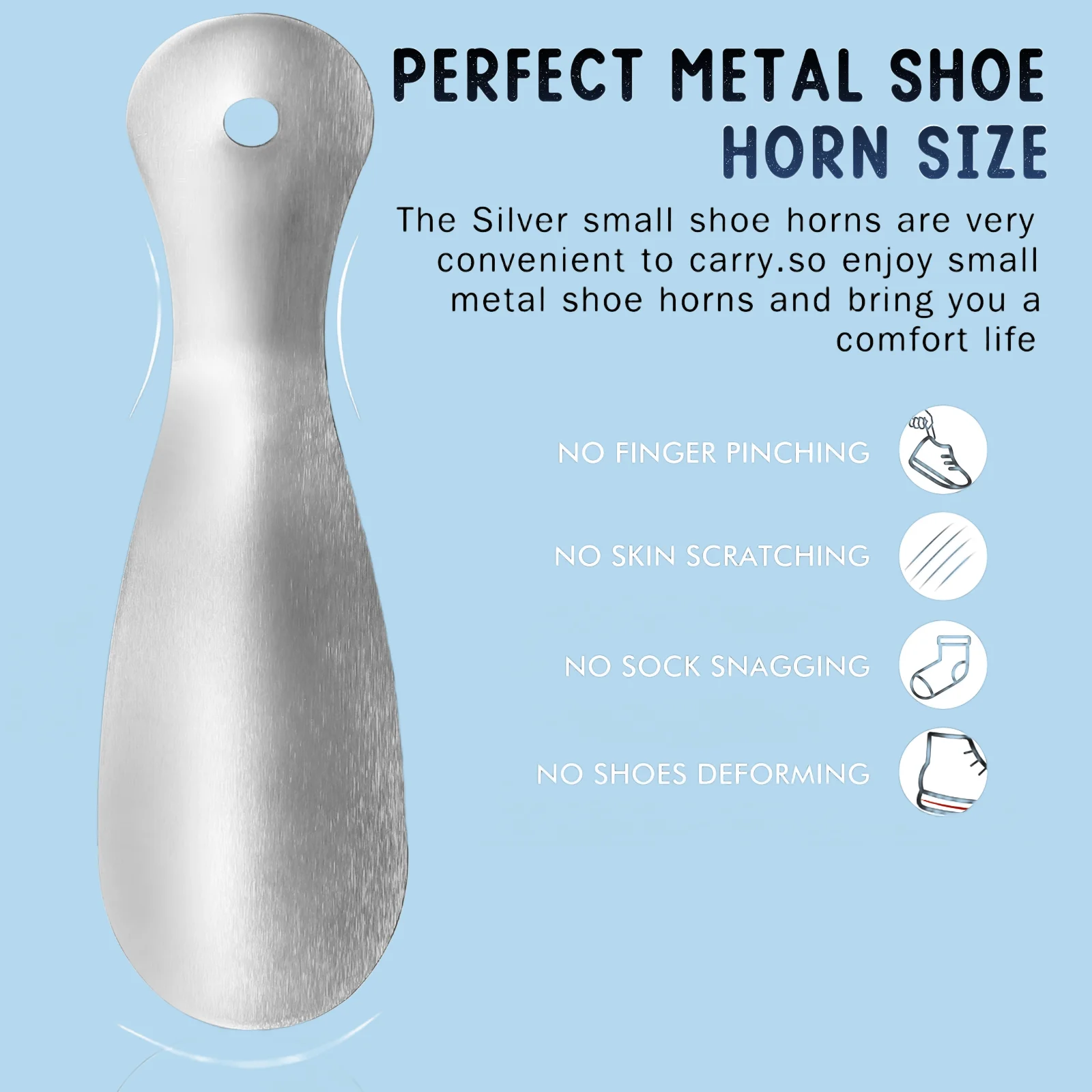 Shoe Horn 7.5Inch Metal Shoe Horns Stainless Steel Small Shoe Horn Lifter Easy Carry Accessories For Men Women Travel