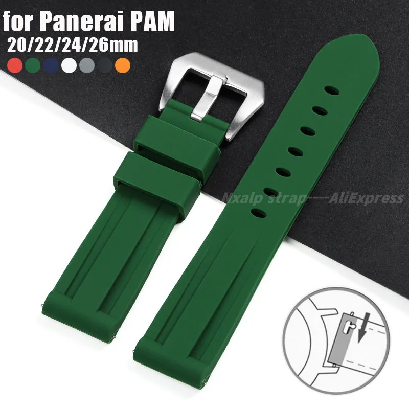 Bracelet de sport en silicone pour montre Panerai PAM 24 mm