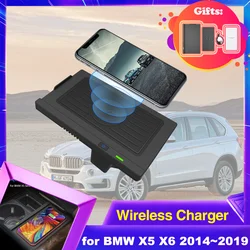 15W Car Wireless Charging for BMW X5 X6 F15 F85 F16 2014~2019 2015 Phone Fast Charger Charging Pad Plate Panel Station iPhone