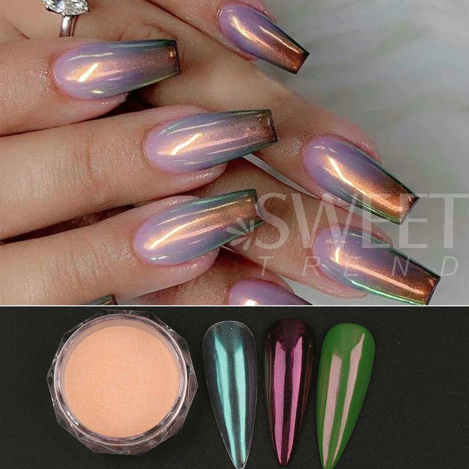 Nail Pigment Fairy Aurora Nail Pigment Powder Holographic Fine Chrome Rubbing Dust Shimmer Glitter Mirror Polish Decoration