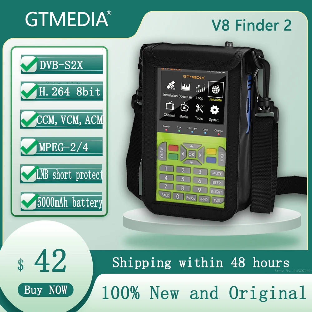?New GTMEDIA V8 Finder 2 SatFinder Digital Satellite Finder DVB-S/S2/S2X H.264 1080P HD Receptor TV Signal Receiver Sat Decoder