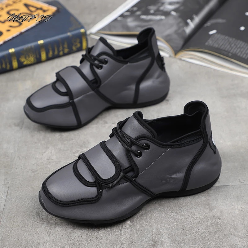 Zapatillas de deporte gruesas con cubierta inferior para hombre, zapatos de plataforma interna de microfibra de estilo informales, a la moda| | - AliExpress