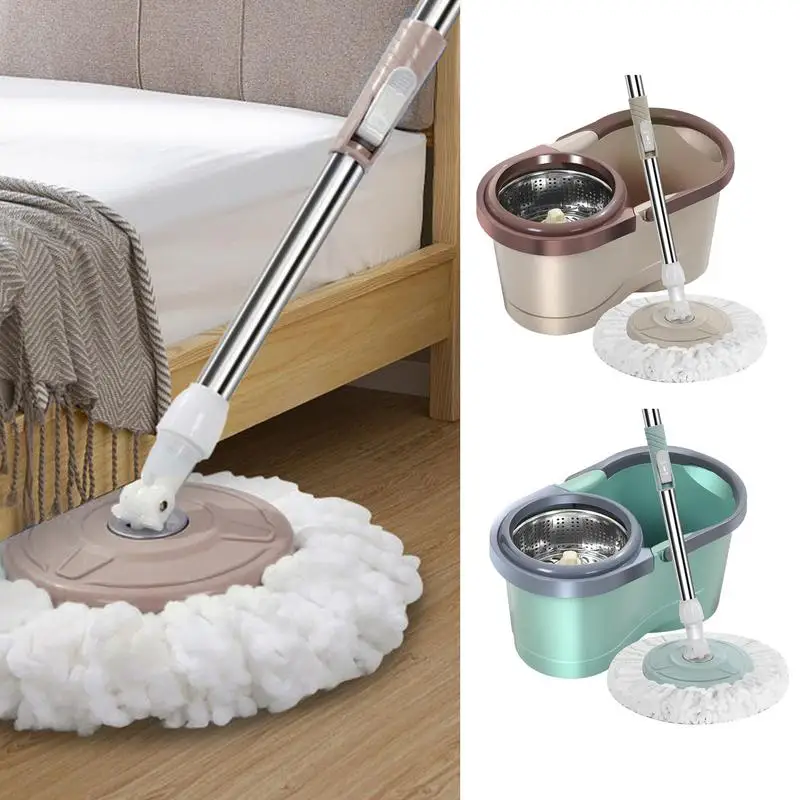 

Spin Mop and Bucket Set Floor Cleaning Microfiber Pads Automatic Spin Wringer for Living Room Household Cleaning tool