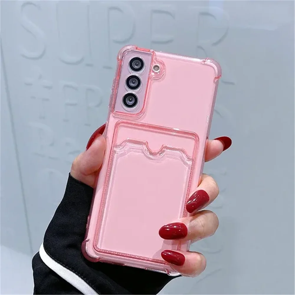 Transparent Silicone Phone Case with Soft Card Holder Feature