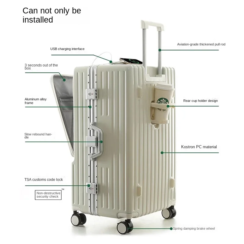 2023 New Luggage Multi-Function Large Capacity 30-Inch Trolley Box Smooth Universal Wheel 28-Inch Men's Business Travel Suitcase