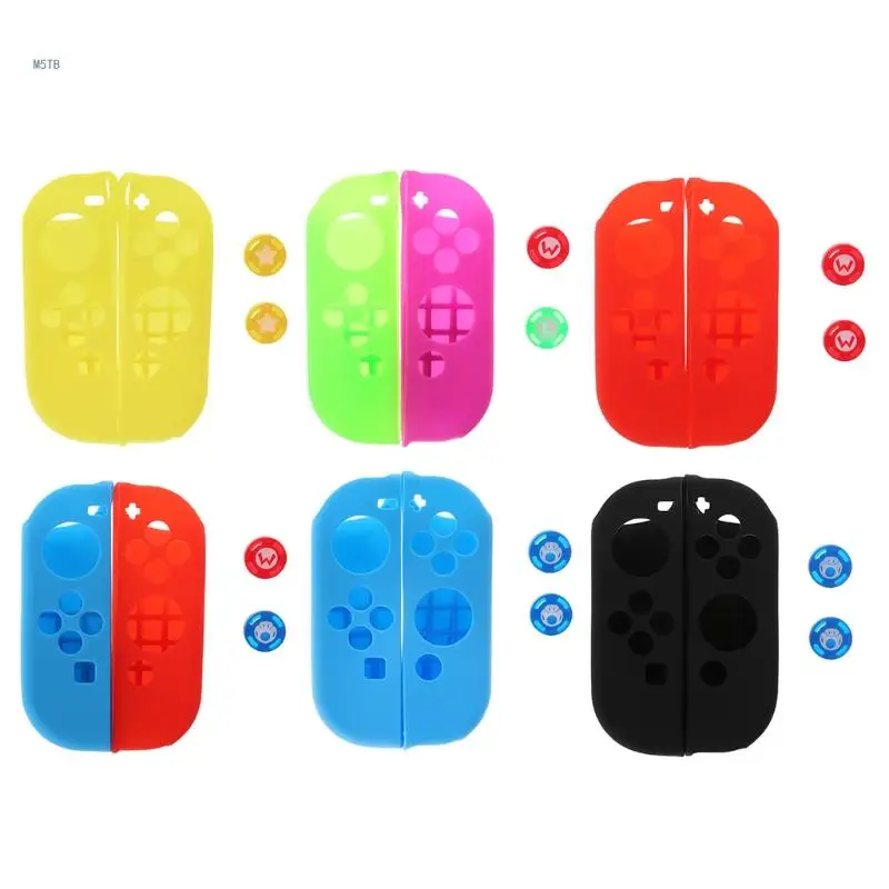 

Protective Skin Case with Thumb Grips Joystick Caps Cover for NS Game Controller Dropship
