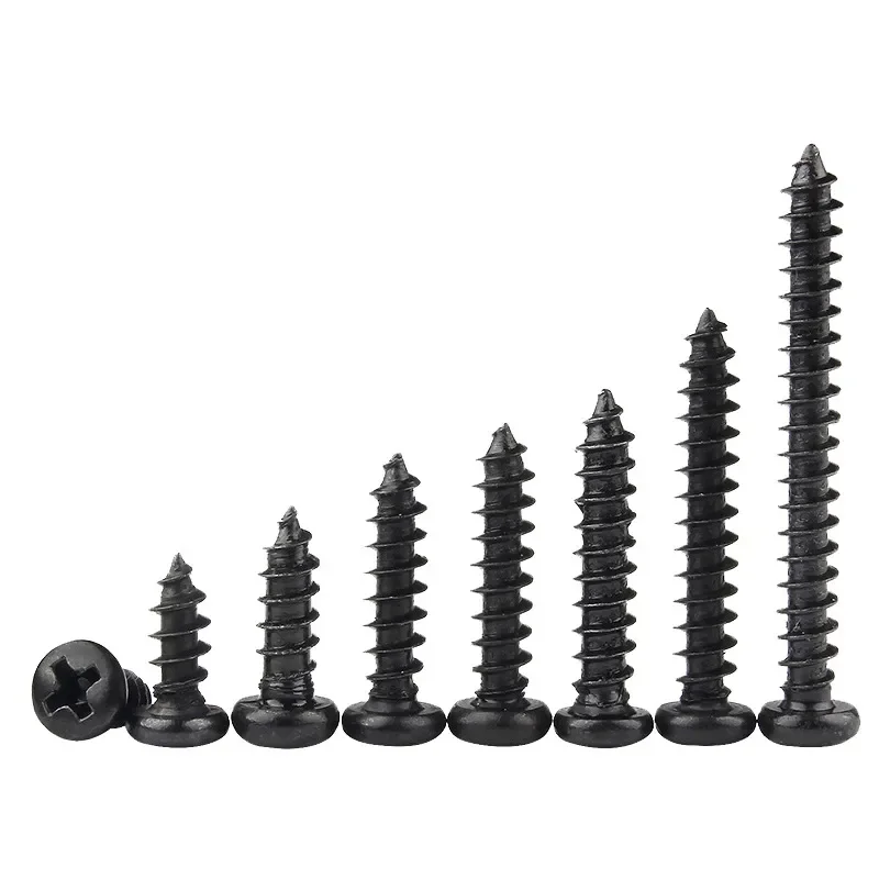 

Black Carbon Steel Cross Round Head Phillips Self-tapping Screw M1 M1.2 M1.4 M1.5 M1.7 M2 M2.3 M2.6 M3 M3.5 M4 M5