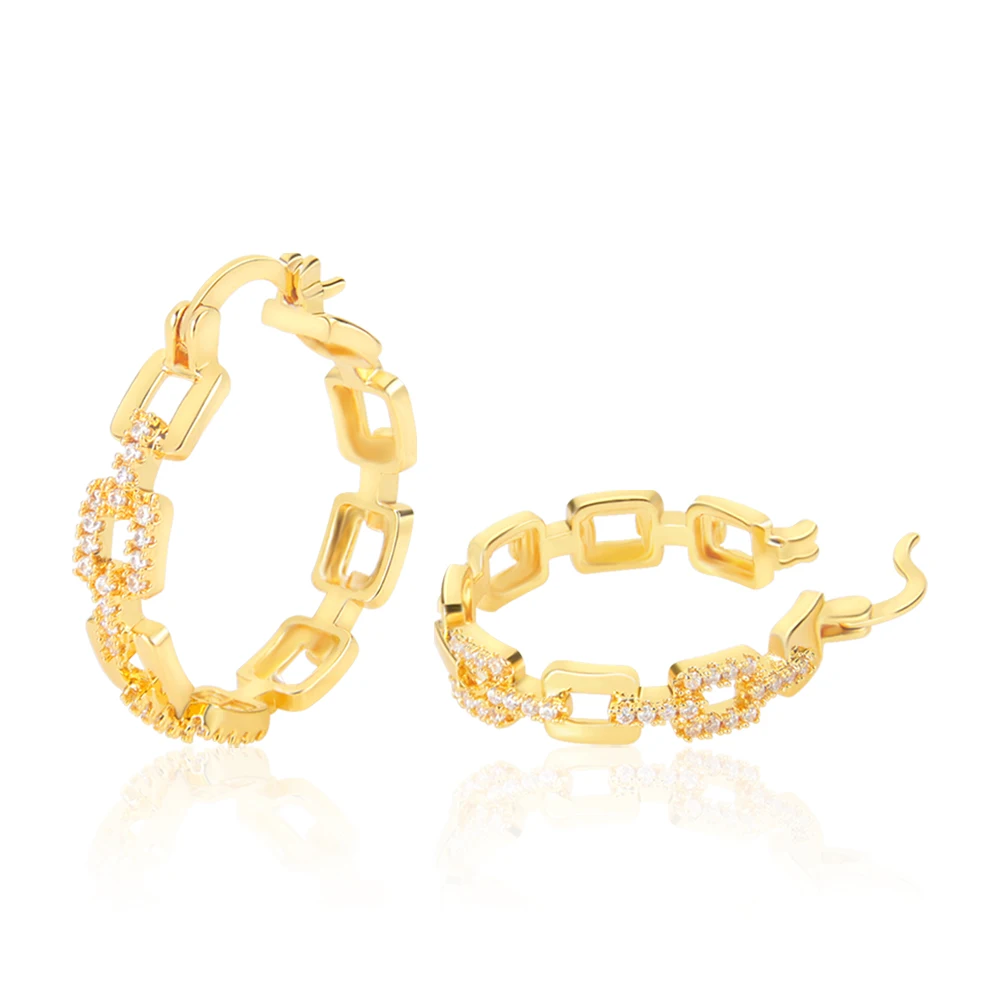Arabische Mode-Creolen 21k Vergoldet Italienische Funkelnde Zirkonia Statement-Ohrhänger Dubai Damen Täglicher Party-Schmuck – Detail 11