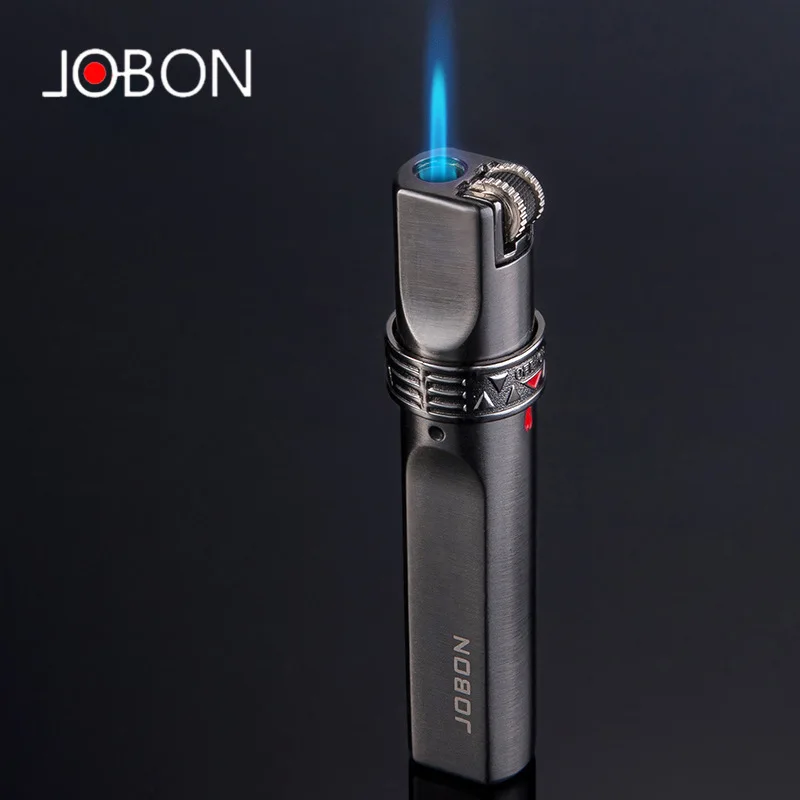 

JOBON Pattern Metal Butane Gas Lighter Windproof Direct Impact Blue Flame Vintage Grinding Wheel Ignition Cigar Torch 2023