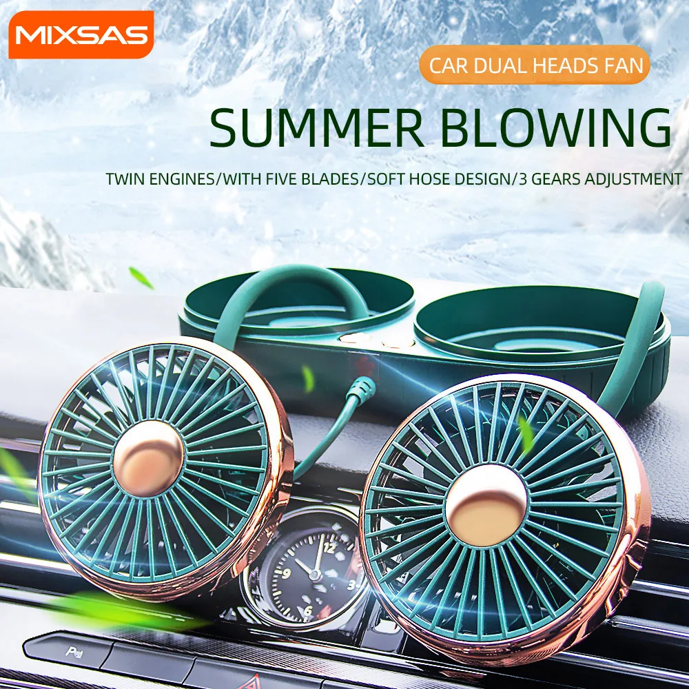 360° Adjustable Dual Head Silicone Hose Car Box Fans 228 Auto Small