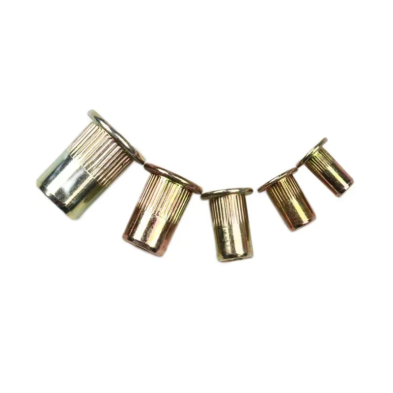 10/20Pcs M3 M4 M5 M6 M8 M10 Zinc Plated Knurled Nuts Rivnut Flat Head Threaded Rivet Insert Nutsert Cap Rivet Nuts rivet nuts set