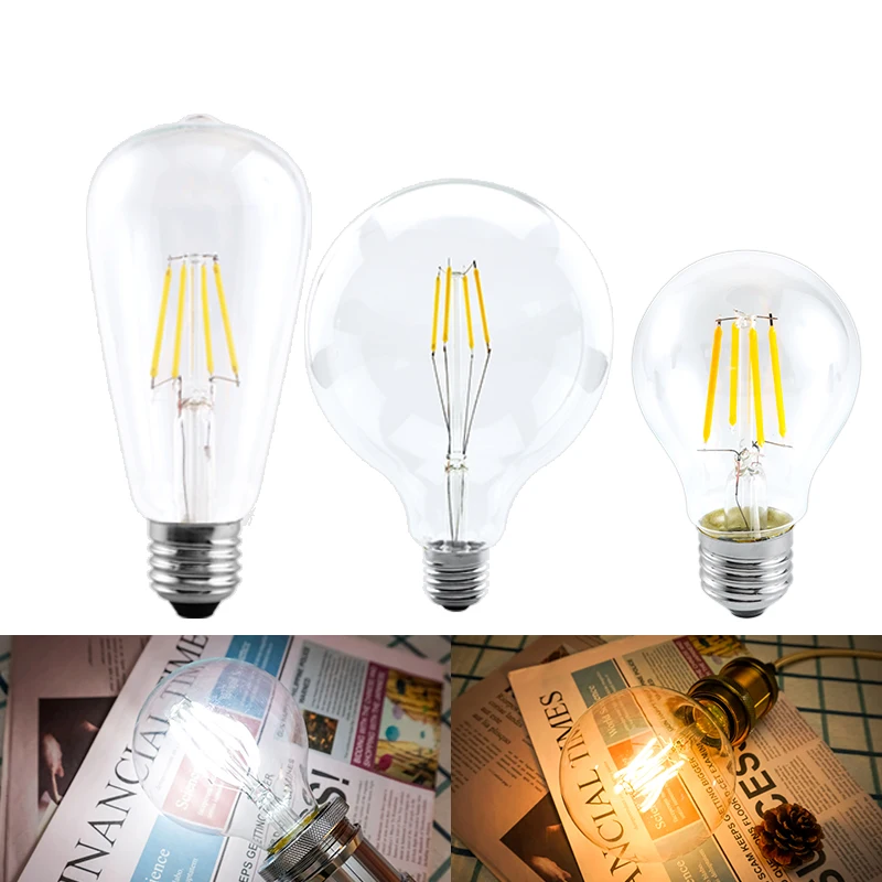 E27 E14 LED 전구, 2W, 4W, 6W, 8W, AC220V Lampada LED C35, A60, ST64, G80, G95, 봄빌라 스포트라이트 조명, 차갑고 따뜻한 흰색 램프, 6 개