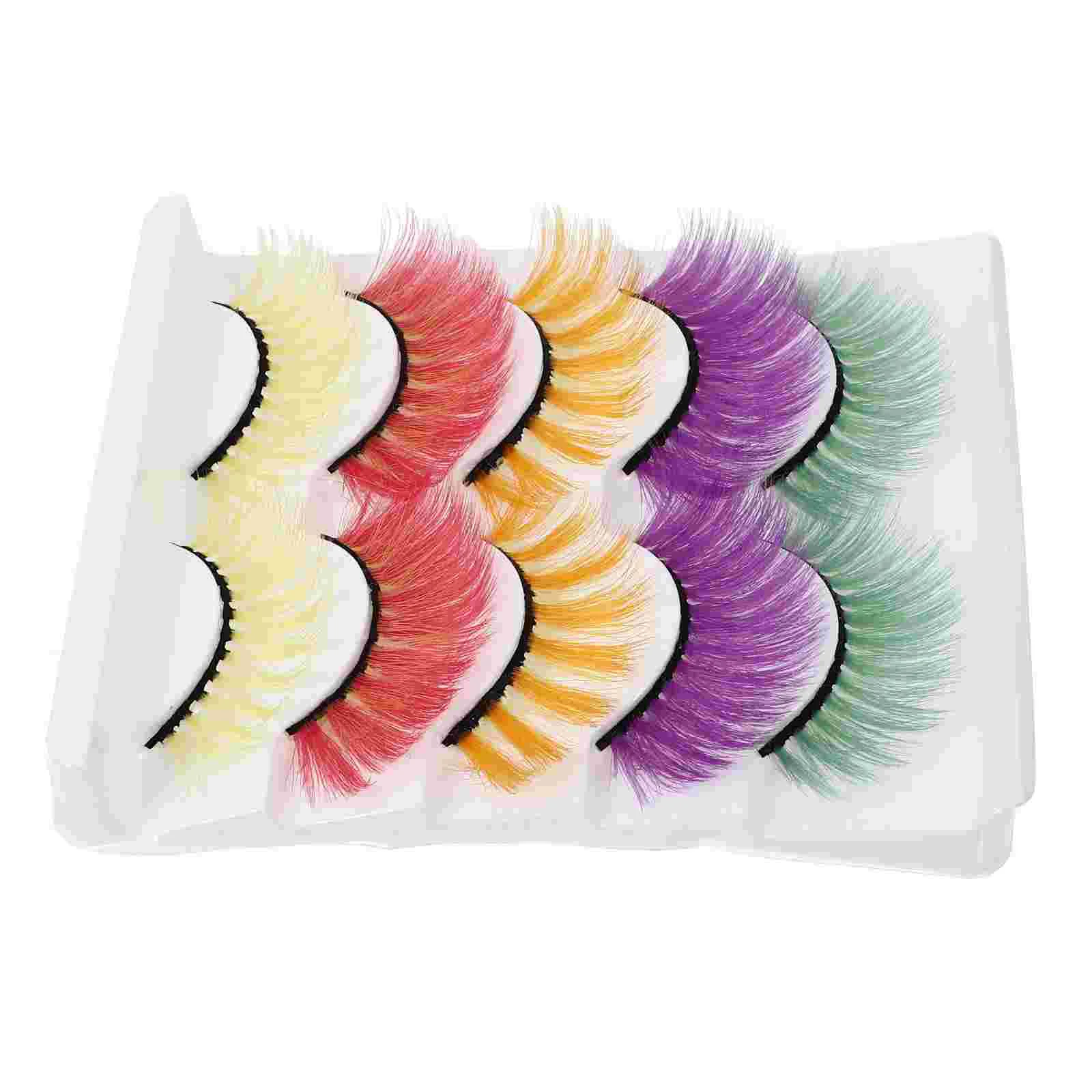 

5Pairs Colorful Fake Eyelashes Creative Halloween Eyelashes Cosplay Eyelashes