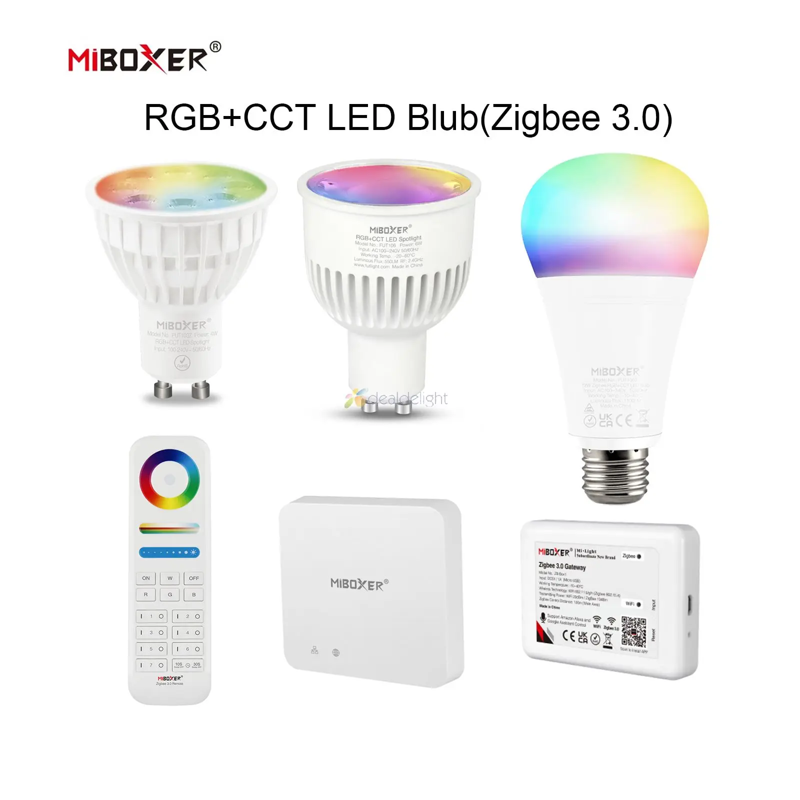 Miboxer Zigbee 3.0 4W 6W 12W Rgb + Cct Led Smart Bulb Gu10 E27 Ac 100-240V Lampada Led Dimmerabile Echo Alexa App/Voice/Rf Remote