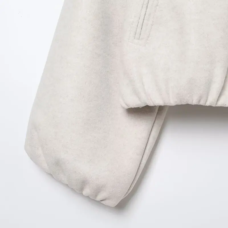 Ladies Fashion Soft Bomber Jacket Female Autumn Winter Short Jacket Women Retro O-Neck Long Sleeve Elastic Hem Zipper Women Coat