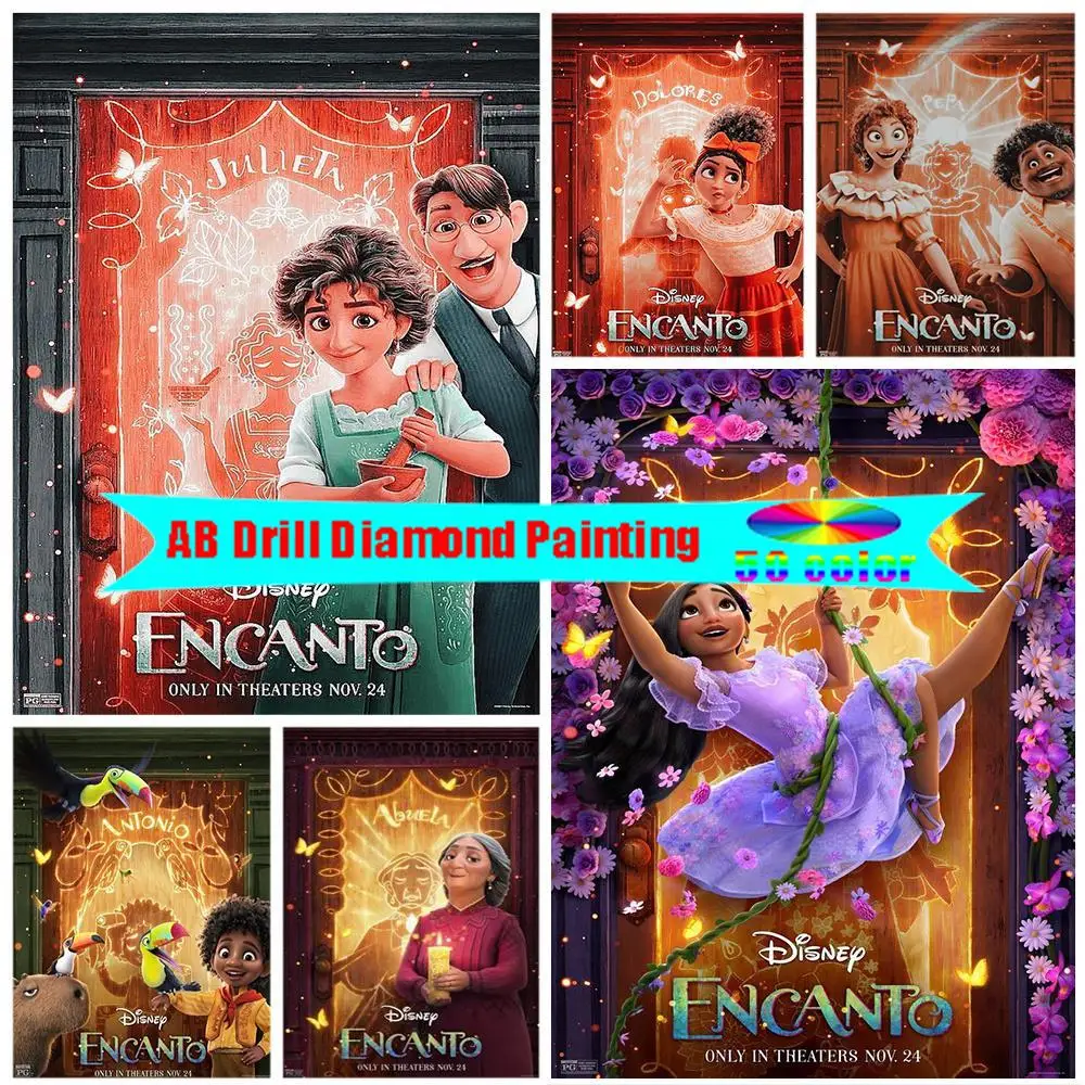 

Disney AB Diamond Painting Movie Encanto Cartoon Girl Magic House 5D DIY Mosaic Embroidery Cross Stitch Kits Art Home Decor Gift