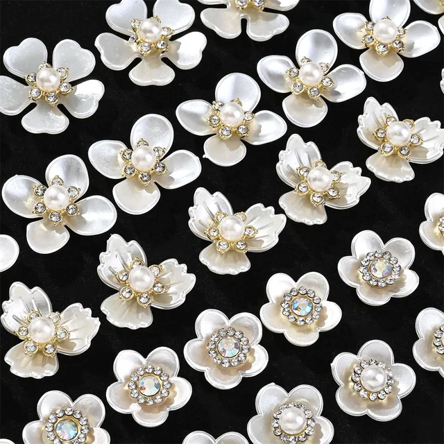 20 Pcs Iridescent White Sequin Flowers - 1 1/4" Beaded Appliques For Crafting