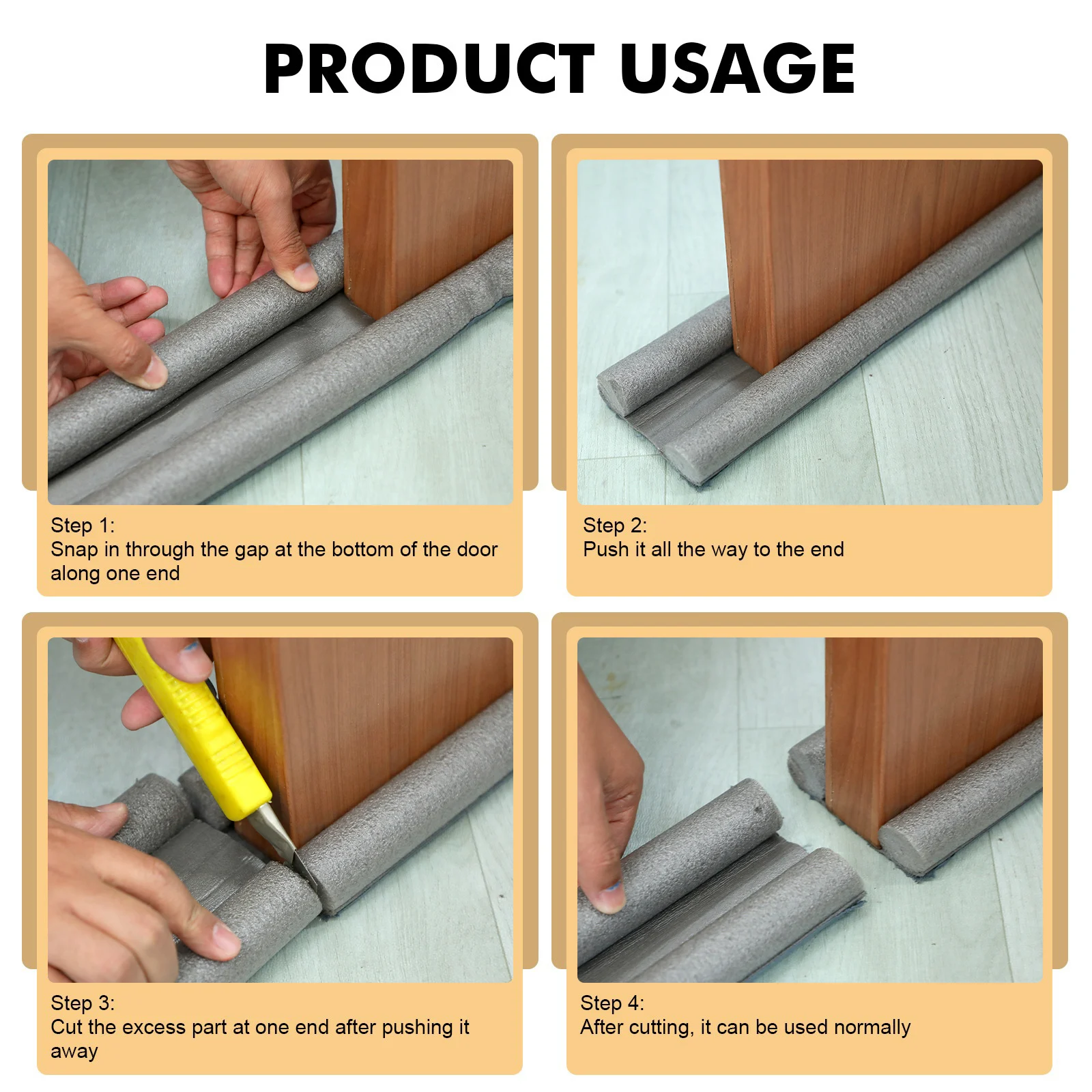 Door Seal Strip Windproof Soundproof Draught Excluder Door Bottom Guard Double Protector Dust-proof Blocker