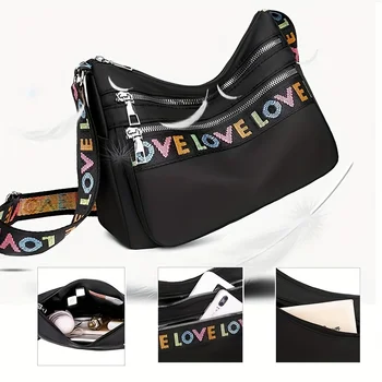 حقيبة كروس عصرية بنمط حروف، حقيبة كتف كاجوال بسحاب ذات سعة كبيرة، حقيبة ساعي أكسفورد عصرية للنساء والفتيات 4