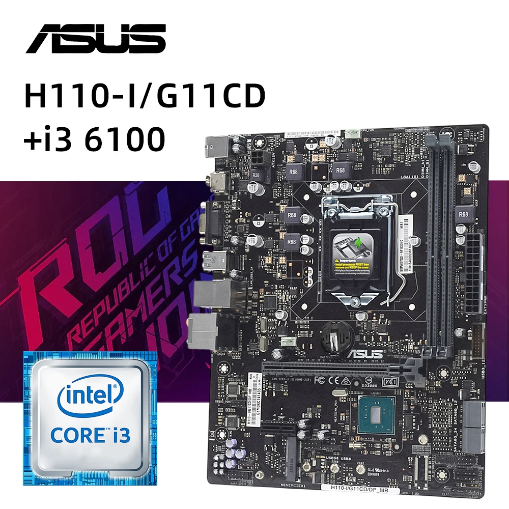 1151MotherboardSetASUSH110IG11CDDPMBwithCoreI36100CpuUSB3