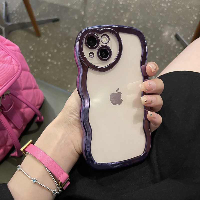 Korean Plating Purple Clear Phone Case For iPhone 13 12 11 Pro XS Max