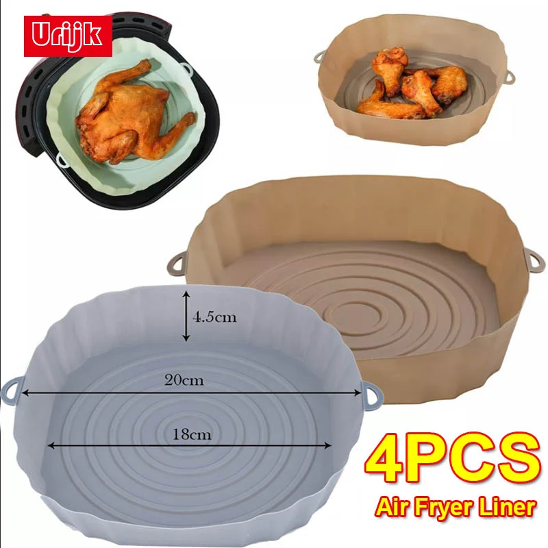 2/4pcs Air Fryers Oven Baking Tray Fried Chicken Basket Mat Airfryer