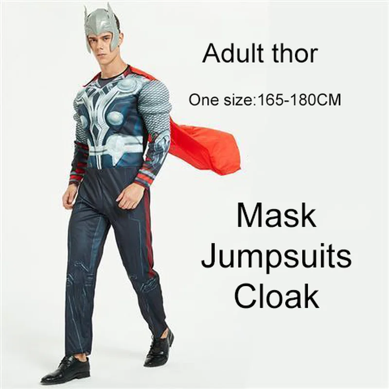 Avengers Costume Superhero Halloween Adult Muscle Iron Hulk Batman Spiderman Cosplay Costume Party Clothes Jumpsuits Set
