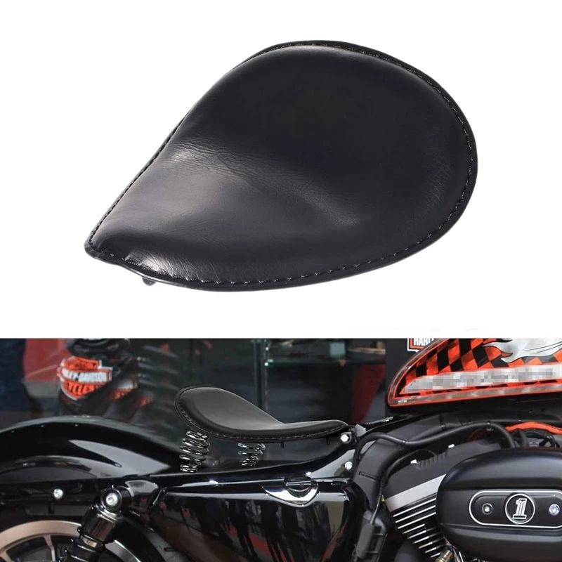 

Retro Black Leather Motorcycle Solo Driver Seat For 883 Honda Sportster Bobber Chopper Custom