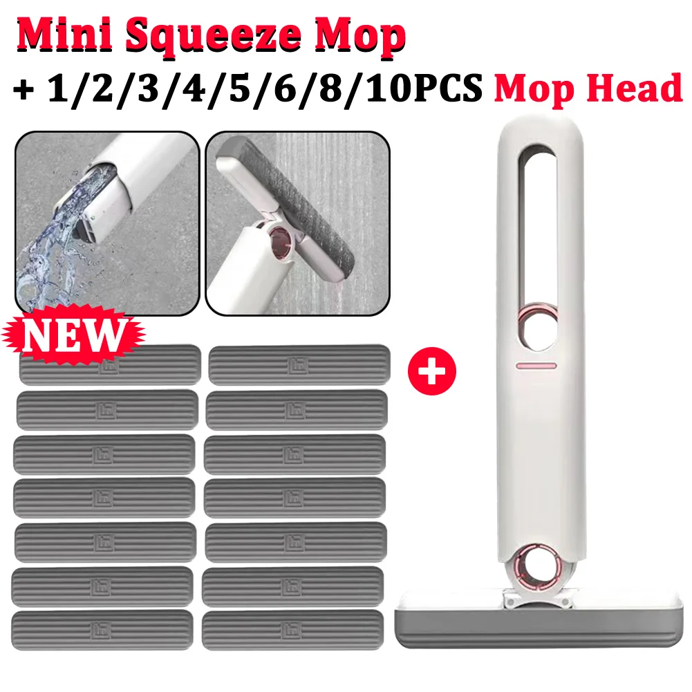 New Mini Squeeze Mop 360° Home Kitchen Bathroom Mirrop Mop Desk Cleaner