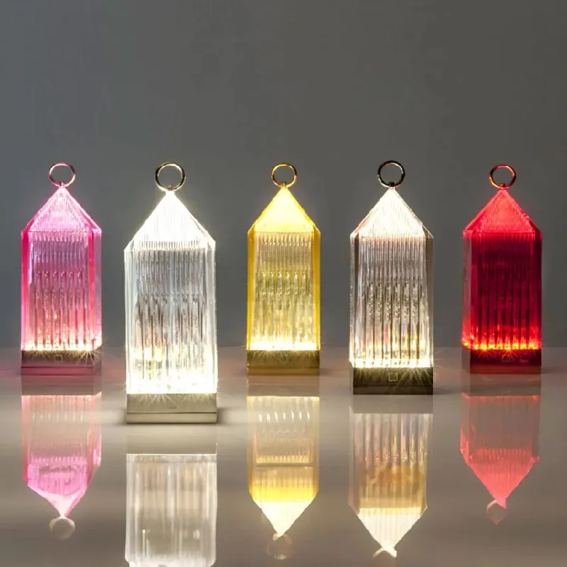 Touch Crystal Lantern Desk Lamp Rechargeable Restaurant Bar Table Lamp Bedroom Decor Italian Atmosphere Night Light