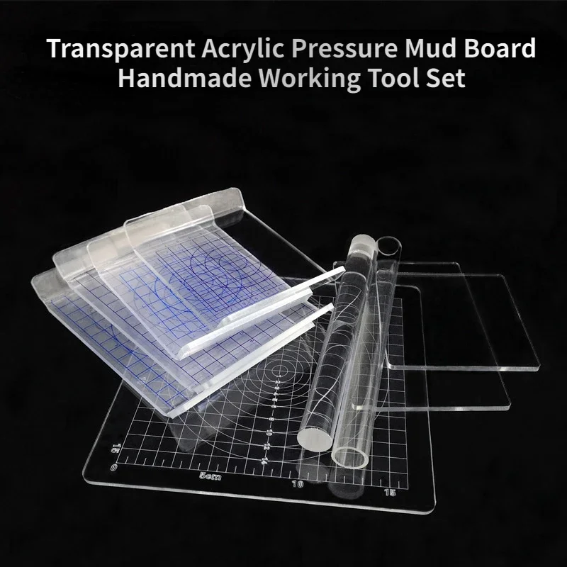 Transparent Acrylic Pressure Mud Board Stick Clay Rubbing Tool Military Model Building Tools Hobby DIY Handmade Working Tool Set