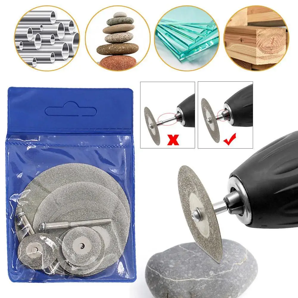 

10pcs Mini Diamond Cutting Discs For Glass Ceramic 3mm Shank Rotary Saw Blades Mini Cutting Disc Wheels For Hobby Drills