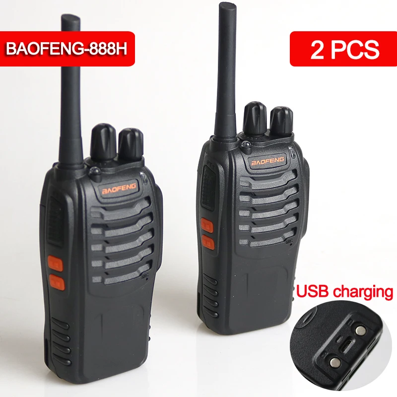 2 Pezzi Baofeng Bf-888H Walkie-Talkie Uhf 5W 400-470Mhz Radio Bidirezionale Economica Con Caricatore Usb Ham Radio Hf Ricetrasmettitore Talkie-Walkie