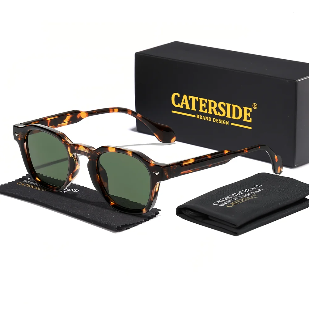 CATERSIDE Neue Herren-Sonnenbrille mit rundem PC-Rahmen, personalisierte Mode-Retro-Sonnenbrille für Damen, Reisen, Strand, Business-Brille, UV400