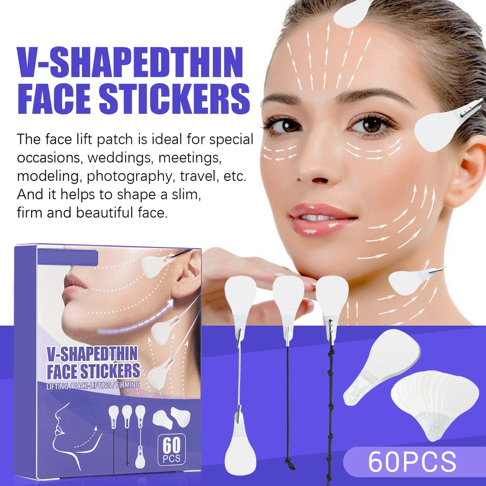 60Pcs Invisible Face Sticker Fox Eyes Neck Double Chin Lift V Shape Refill Tapes Thin Makeup Facelifting Patch Lift Face Sticker