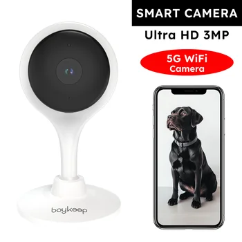 BoyKeep Surveillance Camera 3MP 5/2.4GHz WiFi Indoor Home Security Mini IP Smart Family CCTV Pet Camera Video Monitor 24/7 K10 1