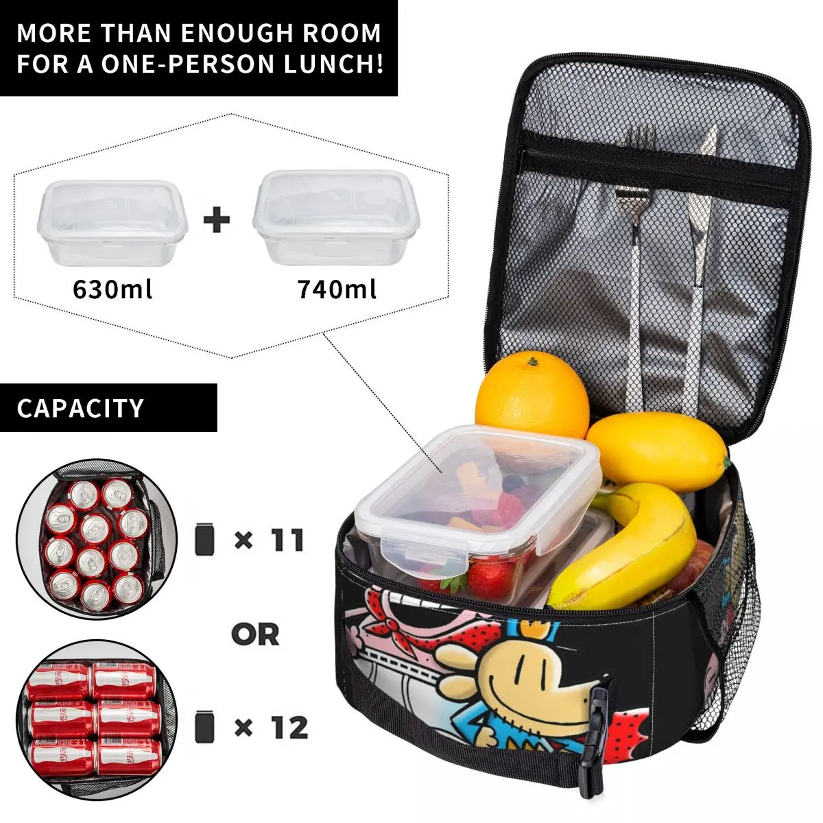 Dog Man And Friend Baby Insulated Lunch Bag Cartoon Comic Food Bag Portable Thermal Cooler Lunch Boxes For School Office