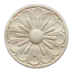 5-40cm Round Onlay Applique Wooden Wood Carving Decal Furniture Wall Corner Decor Cabinets Mirrors Home Decoration Accessories