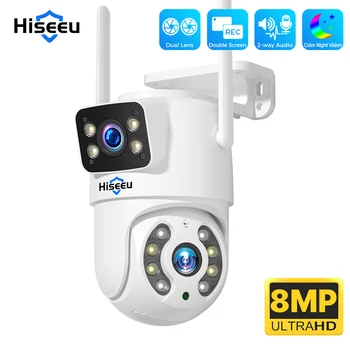Hiseeu 4K 8MP Wifi Surveillance Camera Dual Lens 4X Digital Zoom Automatic tracking  Wireless Outdoor Security PTZ IP Camer 1