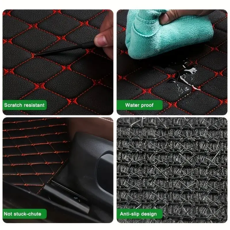 Leather Car Floor Mats Universal PVC Waterproof Car Carpet Cushion 5PCS/Set