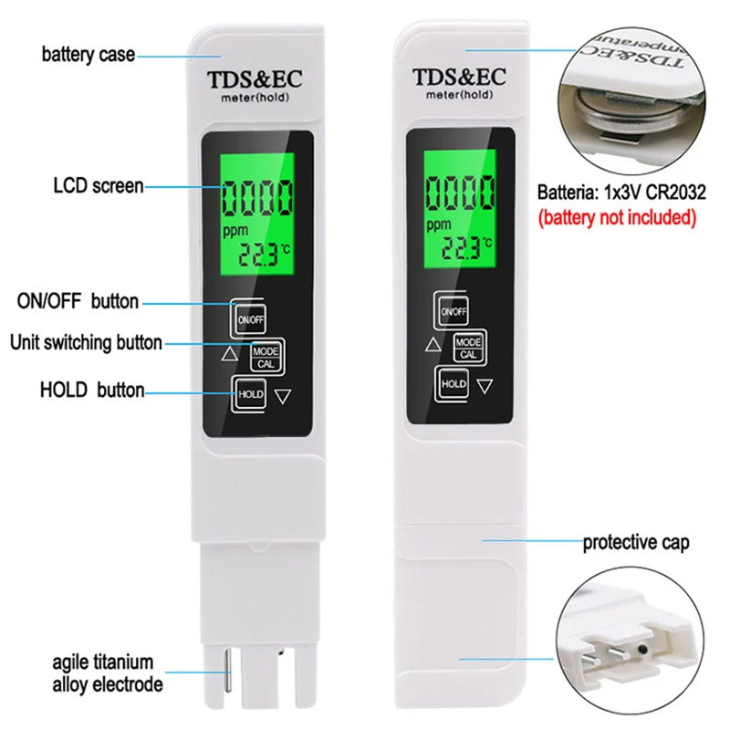 Water Quality Detection Pen Household Drinking Water EC Meter 2in1 TDS Test Meter