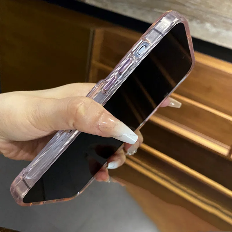 Transparent Flip Card Wallet Holder Case - Shockproof Acrylic Hard Back Cover with Stand