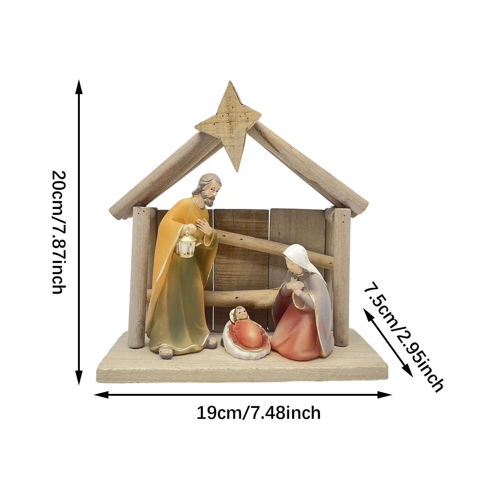 Christmas Manger Nativity Holy Family Figurine for Desktop Shelf Holiday