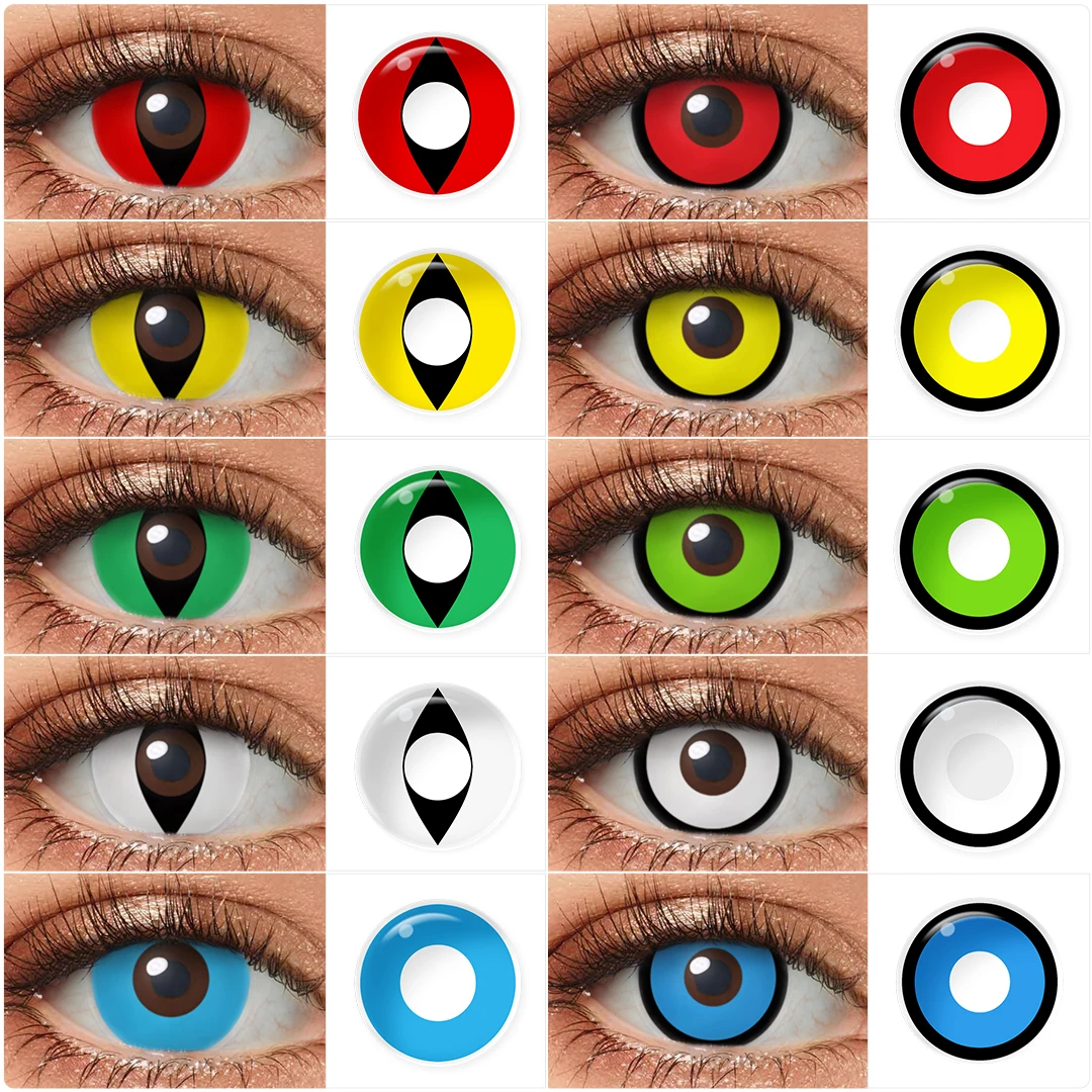 1 Pair Halloween Color Contact Lens Manson Cosplay Contact Lens Yellow Manson Cosplay Red Cat Eyes Costume Lenses contact lenses