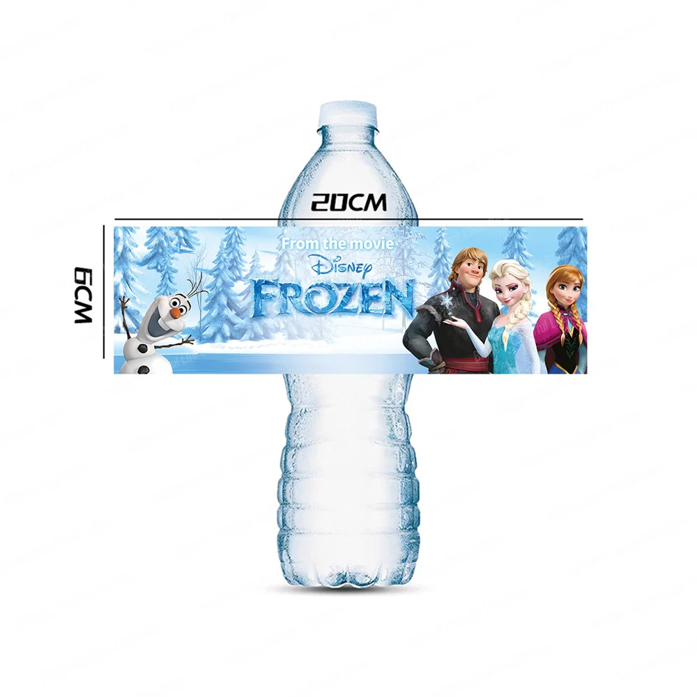 thumbnail image 1 of Decoración de cumpleaños de Frozen de Disney, pegatinas para botellas de fiesta de princesas Elsa y Anna, pegatinas para la reina de las nieves, fiesta feliz para baby shower, 1 of 5