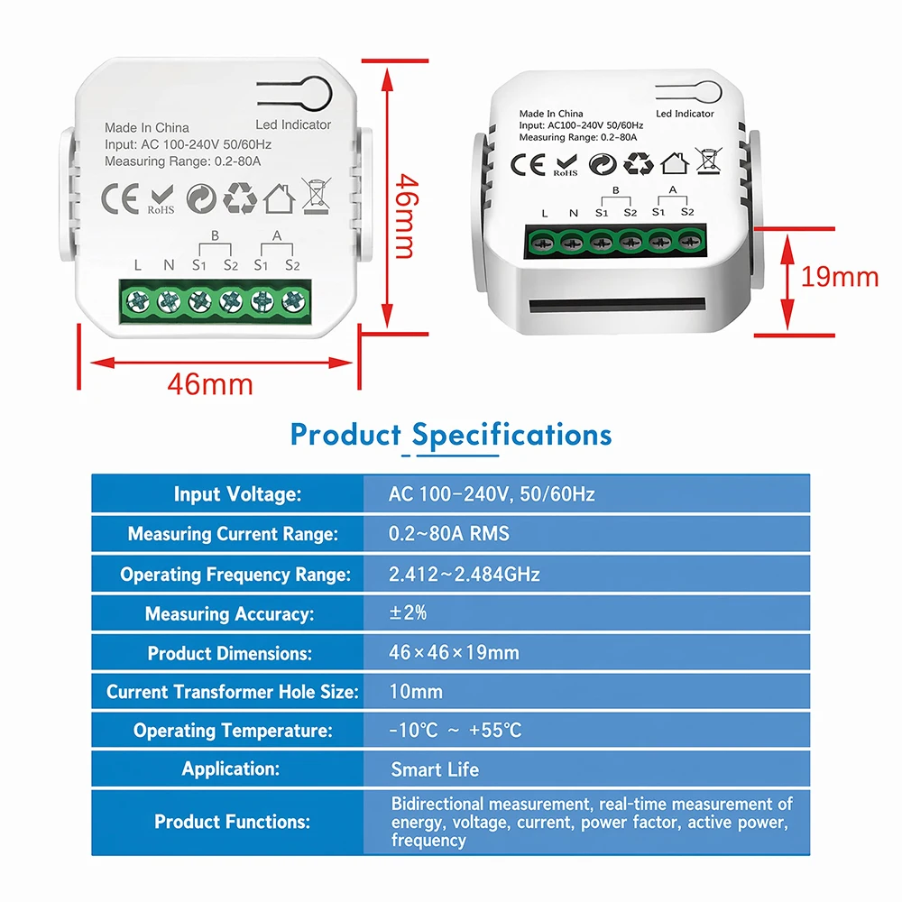 Smart Energy Monitor with WiFi Connectivity and App Integration