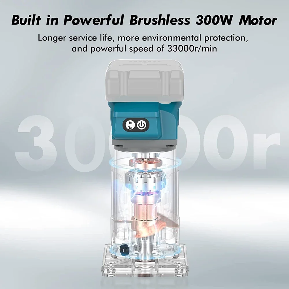 5 Speeds Brushless Electric Hand Trimmer Cordless Wood Router Woodworking Engraving Slotting for Makita 18V Without Battery 4